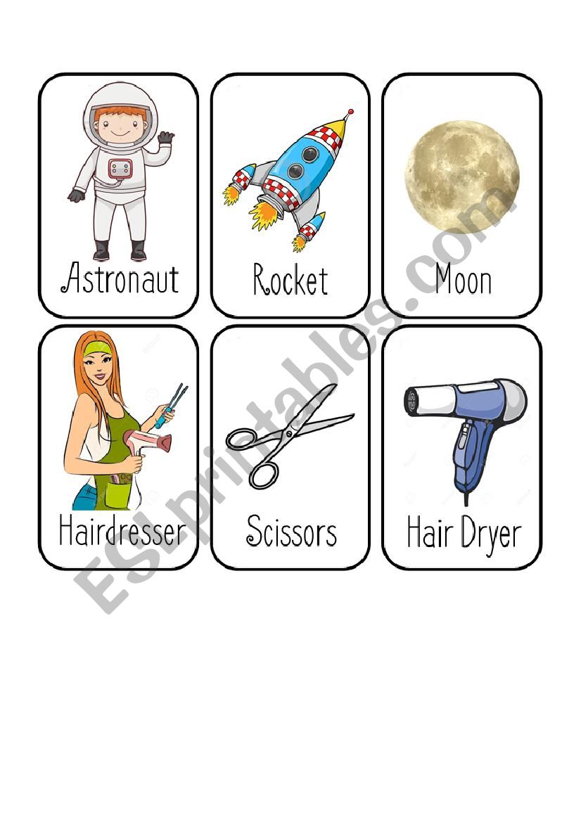 Jobs Card Game [4/8] [Astronaut - Hairdresser - Magician - Mechanic]